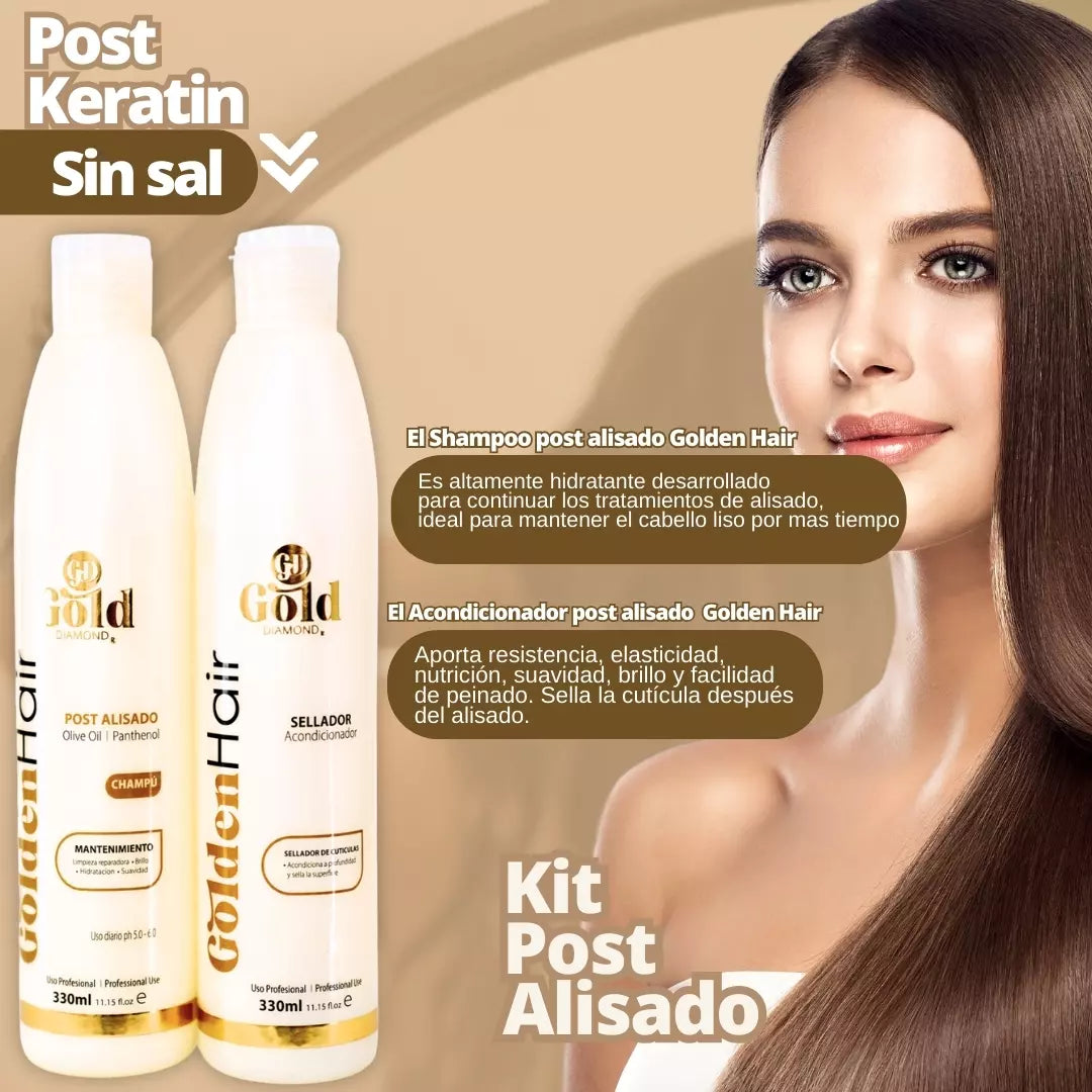 Kit Shampo y acondicionador| Post Keratin GoldenHair sin sal